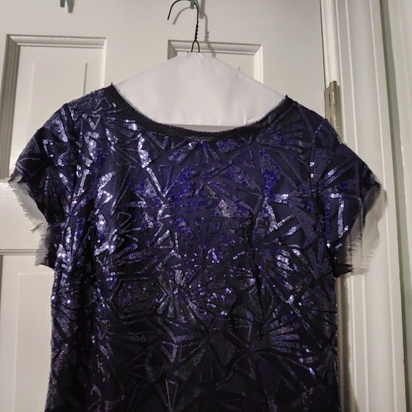 Vince Camuto Navy Sequin Dress Size 12 - Picture 3 of 14